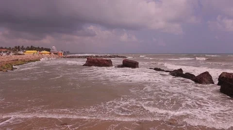 Hinduism Temple on the beach in India Stock Footage 49322360