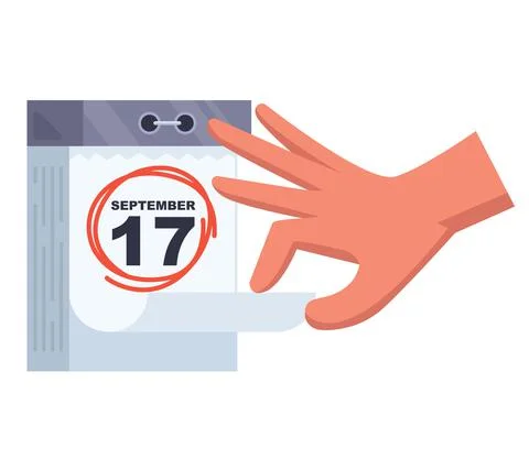 Hinged calendar 17 September. important day for a person Stock Illustration