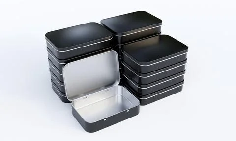 Hinged Tin Boxes Stock Illustration