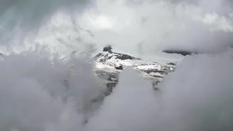 Hintertux glacier covered in Clouds Stock Footage 283569800