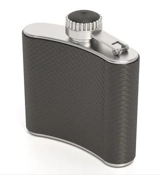 Hip flask isolated on white background. 3D illustration Stock Illustration