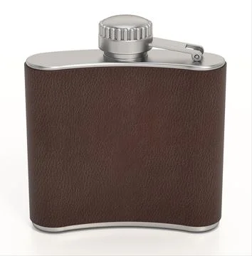 Hip flask isolated on white background. 3D illustration イラスト素材
