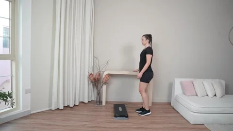 Hip Flexor Stretch on Step Stock Footage 314187799