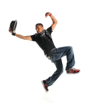 Hip Hop Dancer Dancing With Hat Stock Photos
