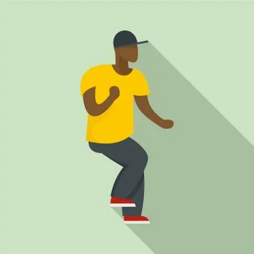 Hip hop dancer icon, flat style Stock Illustration