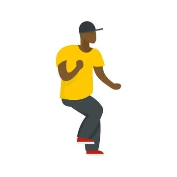 Hip hop dancer icon, flat style Stock Illustration