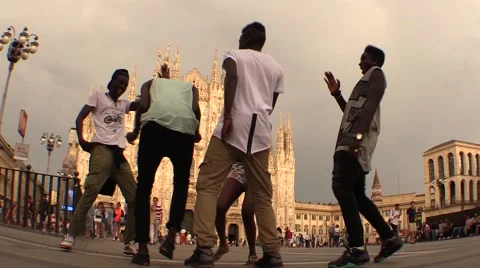 Hip hop dancer slow motion at Milan Dome Stock Footage 40539206