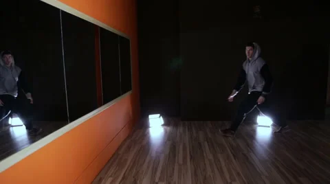 Hip-hop dancing in a Studio in front of a mirror Stock Footage 67644657