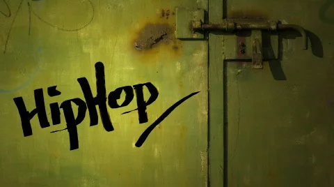 Hip hop graffiti door Stock Footage