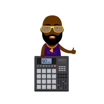 Hip-Hop Guy with MIDI Controller イラスト素材