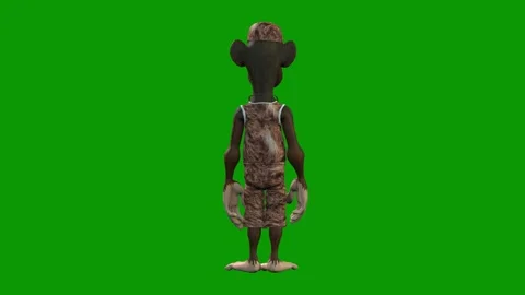 Hip-Hop Monkey Character idle Back-3D Animation on Green Stock Footage 312672863