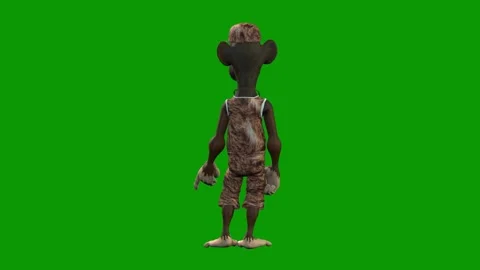 Hip-Hop Monkey Character Talking Scene Back-3D Animation on Green Screen Stock Footage 312672425