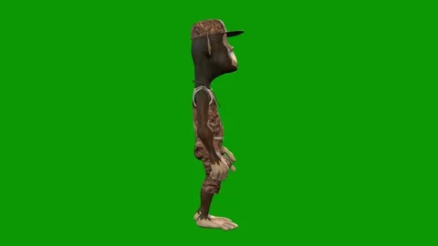 Hip-Hop Monkey Character Talking Scene Right-3D Animation on Green Screen Stock Footage 312672475