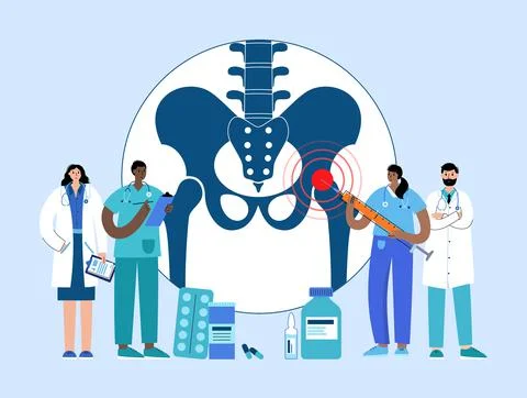 Hip joint injection Stock Illustration