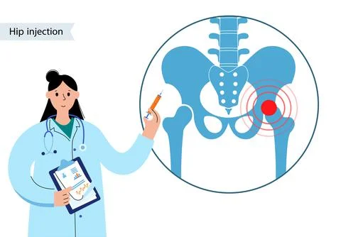 Hip joint injection Stock Illustration
