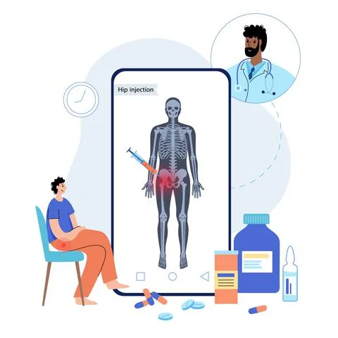 Hip joint injection Stock Illustration