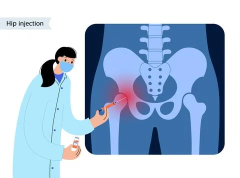 Hip joint injection Illustrazione stock