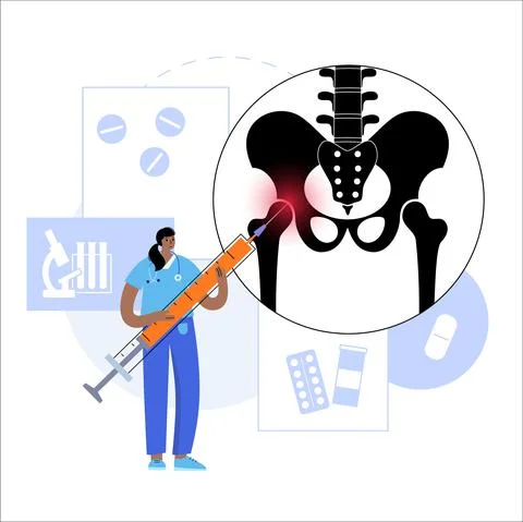 Hip joint injection イラスト素材