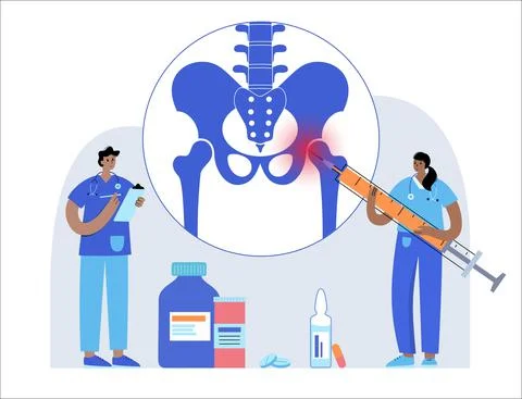 Hip joint injection Illustrazione stock