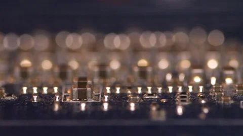Hip processor computer circuit board electronic macro 4k Stock Footage 70652693