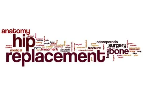 Hip replacement word cloud Stock Illustration