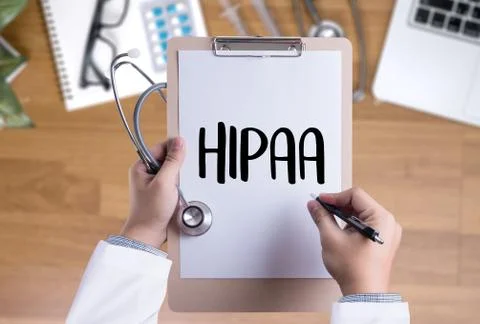 HIPAA Professional doctor use computer and medical equipment all around, de.. Stock-Fotos