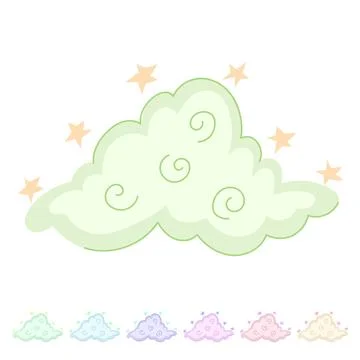 Hippie boho cloud vector cartoon graphic イラスト素材