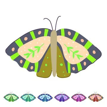 Hippie boho moth vector cartoon graphic 스톡 일러스트