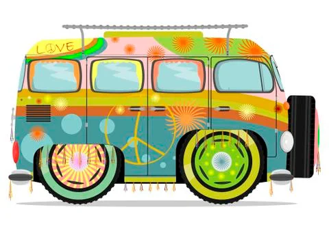 Hippie car. Stock Illustration