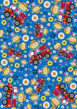 Hippie Girl &amp; Van Pattern Stock-Illustration