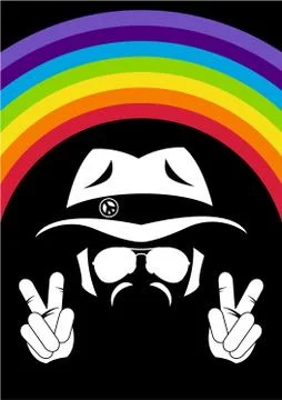 Hippie Head &amp; Rainbow Stock Illustration