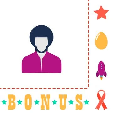 Hippie man computer symbol Stock Illustration