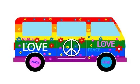 Hippie minibus Stock Illustration
