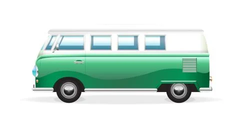Hippie retro van isolated background Stock Illustration