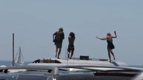 Hippies dancing on a bus Stock Footage 46802240