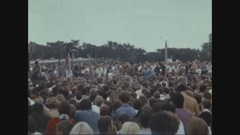 Hippies gathered to perform dance and music - 1968 Stock Footage 89352915