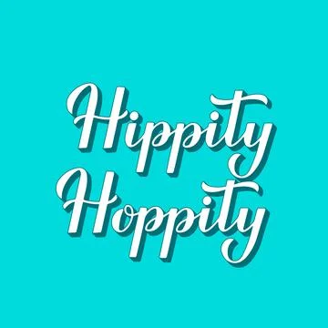 Hippity hoppity. Funny Easter quote 3d lettering on mint green background. .. Stock Illustration