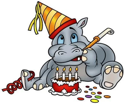 Hippo And Cake Stock Illustration