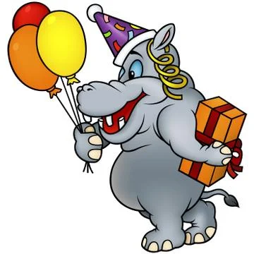 Hippo And Celebration Stock Illustration