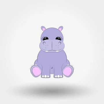 Hippo baby. Icon. Vector. Flat. Stock Illustration