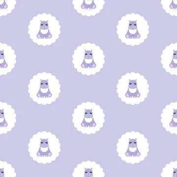 Hippo baby. Seamless pattern. Vector illustration. Flat. Stock Illustration