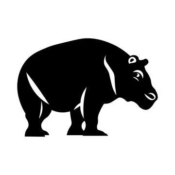 Hippo black vector icon on white background Stock Illustration