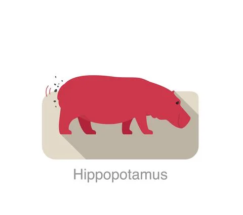 Hippo defecation and walking, vector illustration Illustrazione stock
