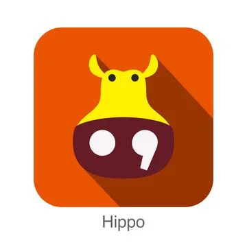 Hippo face flat icon design. Animal icons series. Stock-Illustration