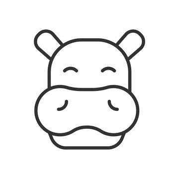 Hippo face, icon in line design. hippo, animal, wild, mammal, river, africa 库存插图