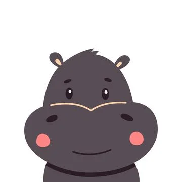 Hippo flat style vector. Wild herbivorous animal. African fauna species. Violet Stock Illustration