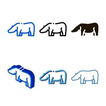 Hippo icon vector series outline Stock Illustration