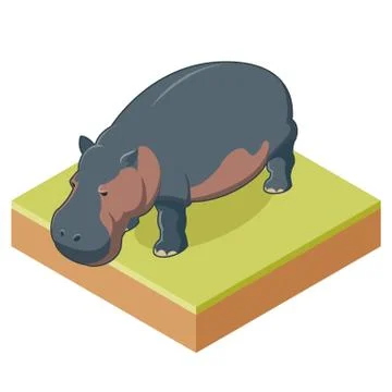 Hippo isometric icon2 Stock Illustration