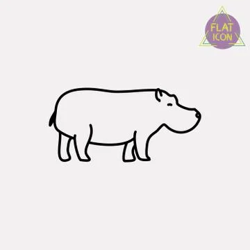 Hippo line icon Stock Illustration
