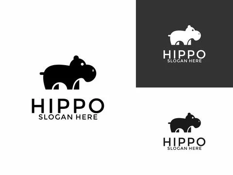 Hippo logo icon vector silhouette, hippopotamus animal modern logo design t.. Illustrazione stock